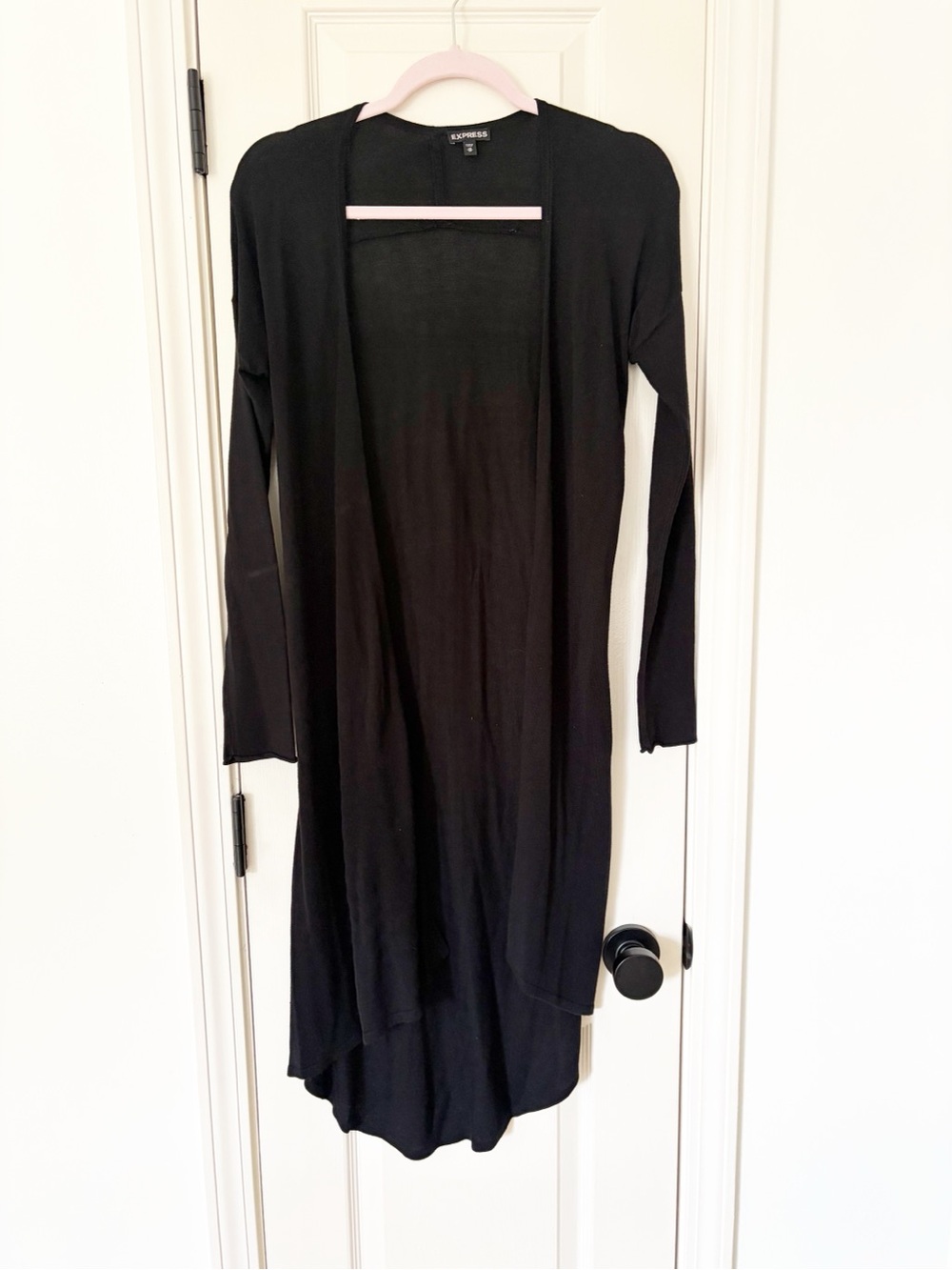 XS Express Black Open-Front Cardigan Long Line Cardigan